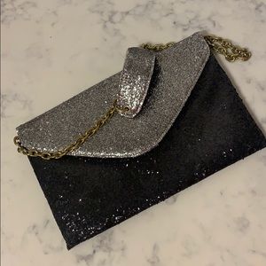 J.Crew sequin envelope clutch with chain